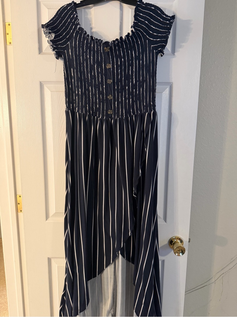 Navy Stripe Girls' High-Low Summer Dress